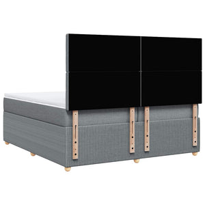 Κρεβάτι Boxspring με Στρώμα Ανοιχτό Γκρι 200x200 εκ. Υφασμάτινο - Pakobazaar