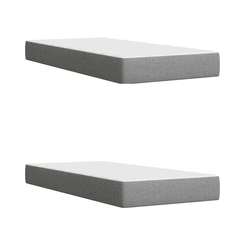 Κρεβάτι Boxspring με Στρώμα Ανοιχτό Γκρι 200x200 εκ. Υφασμάτινο - Pakobazaar