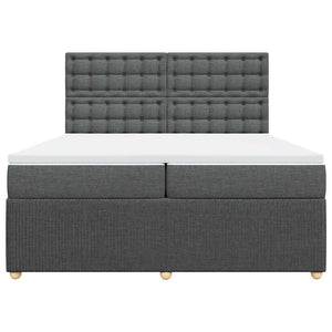 Κρεβάτι Boxspring με Στρώμα Σκούρο Γκρι 200x200 εκ. Υφασμάτινο