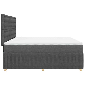 Κρεβάτι Boxspring με Στρώμα Σκούρο Γκρι 200x200 εκ. Υφασμάτινο