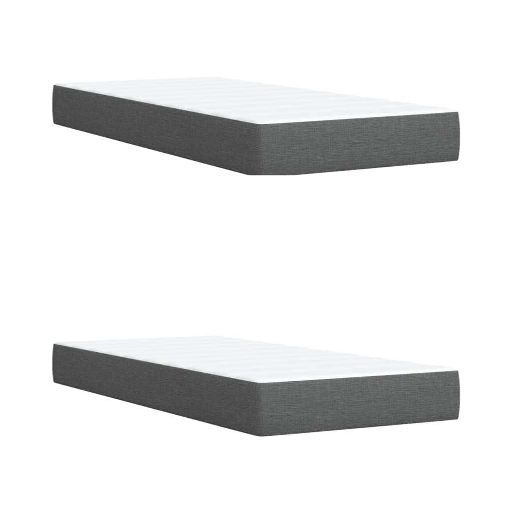 Κρεβάτι Boxspring με Στρώμα Σκούρο Γκρι 200x200 εκ. Υφασμάτινο