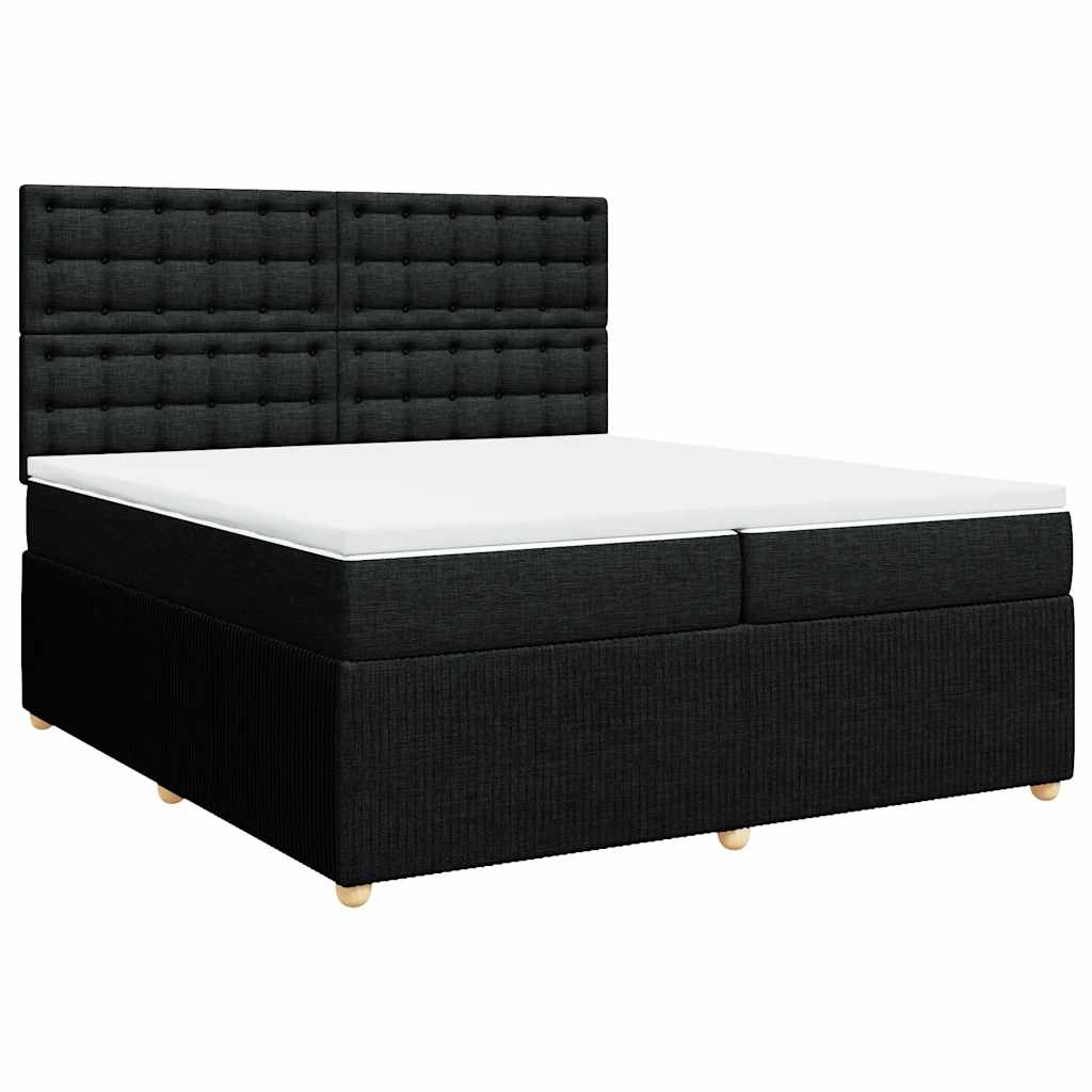 Κρεβάτι Boxspring με Στρώμα Μαύρο 200x200 εκ. Υφασμάτινο - Pakobazaar