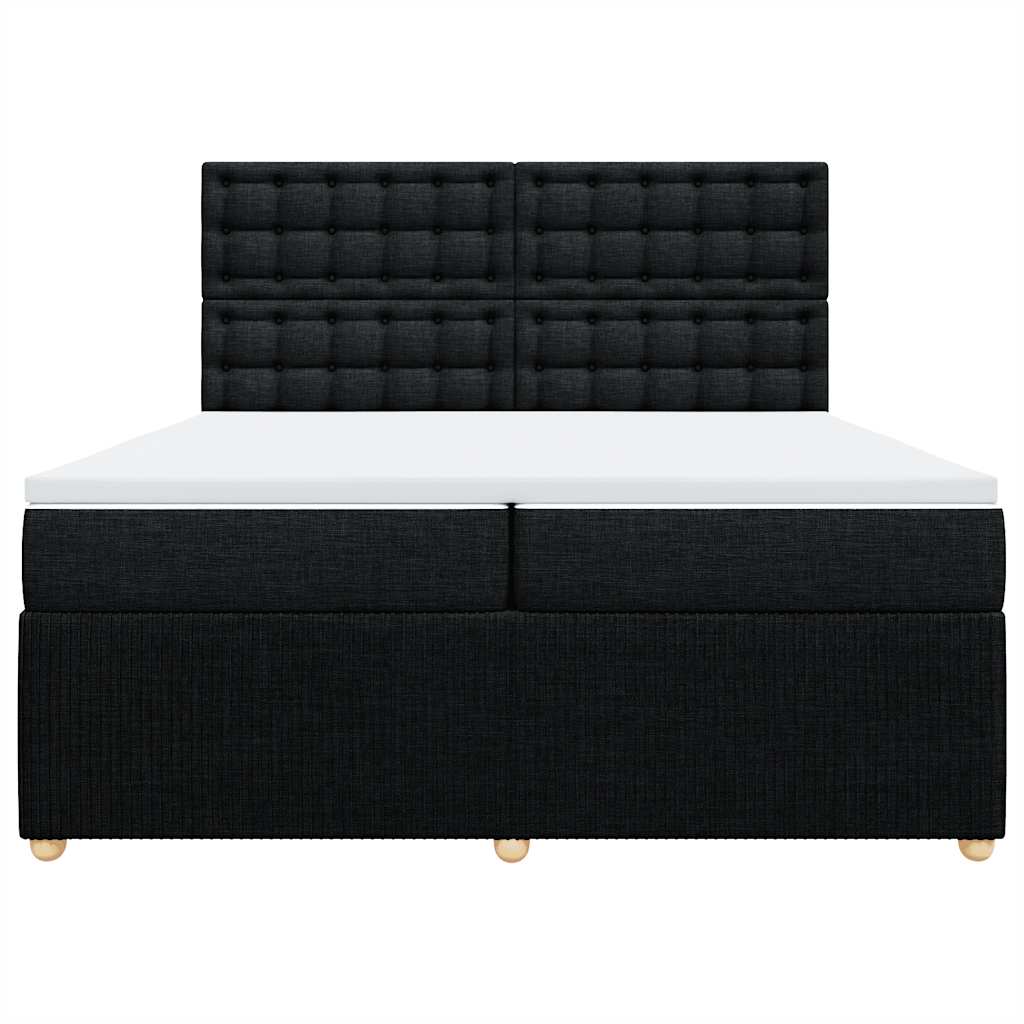 Κρεβάτι Boxspring με Στρώμα Μαύρο 200x200 εκ. Υφασμάτινο - Pakobazaar