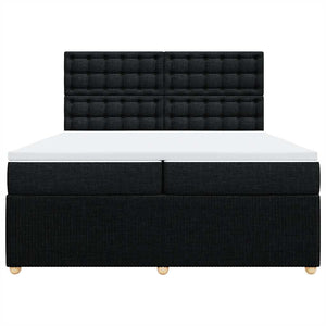 Κρεβάτι Boxspring με Στρώμα Μαύρο 200x200 εκ. Υφασμάτινο - Pakobazaar
