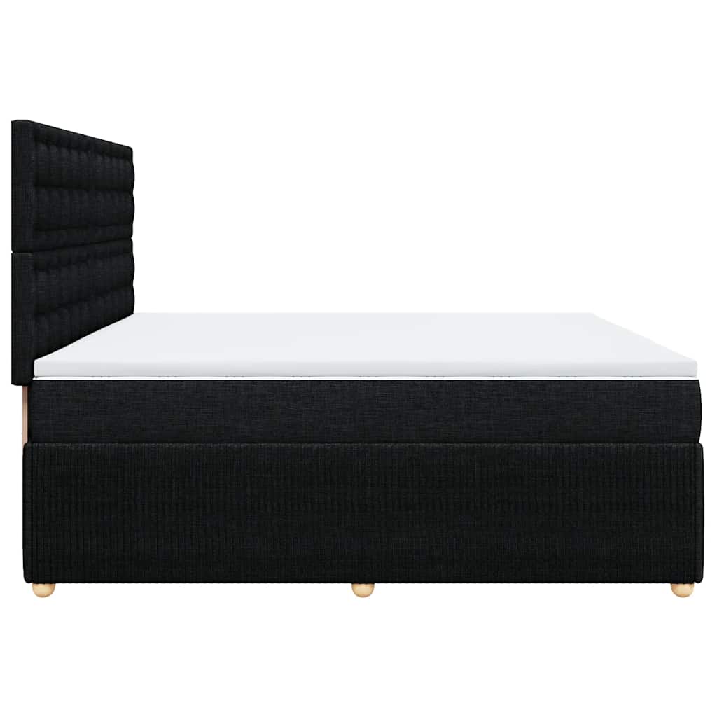 Κρεβάτι Boxspring με Στρώμα Μαύρο 200x200 εκ. Υφασμάτινο - Pakobazaar