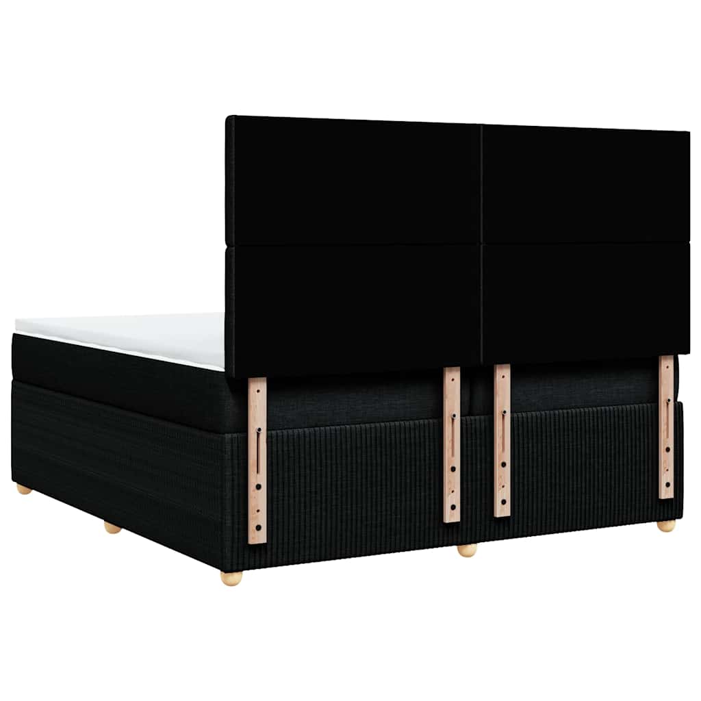 Κρεβάτι Boxspring με Στρώμα Μαύρο 200x200 εκ. Υφασμάτινο - Pakobazaar