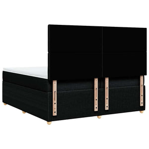 Κρεβάτι Boxspring με Στρώμα Μαύρο 200x200 εκ. Υφασμάτινο - Pakobazaar