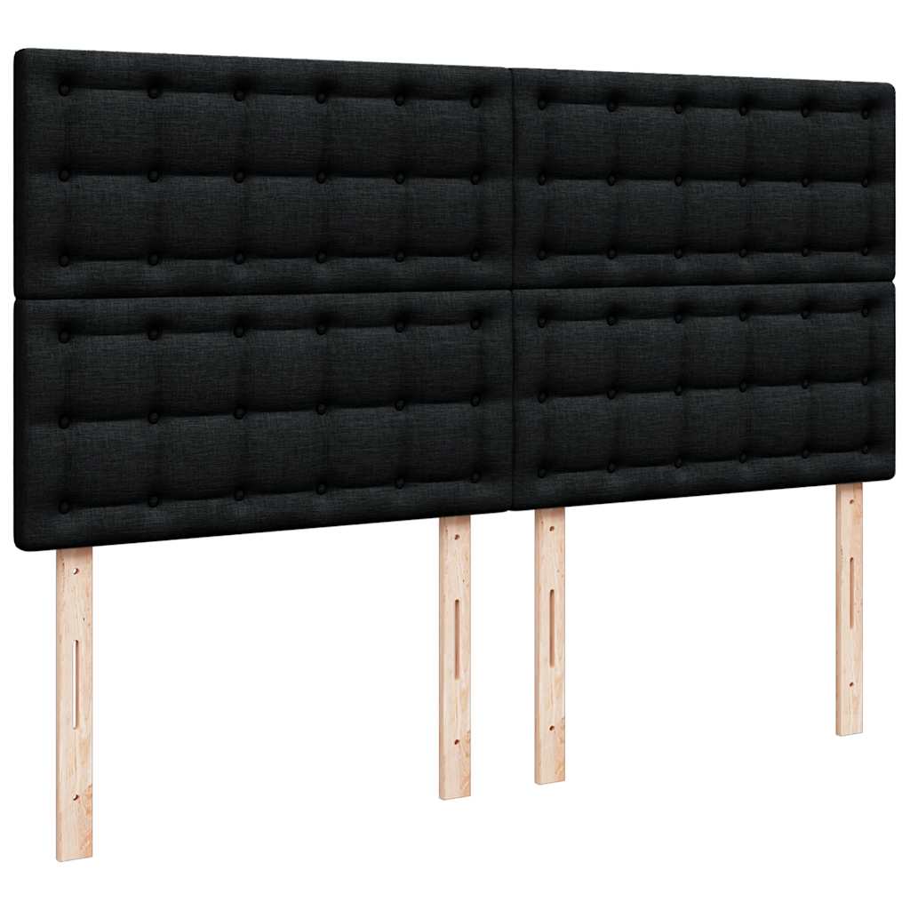 Κρεβάτι Boxspring με Στρώμα Μαύρο 200x200 εκ. Υφασμάτινο - Pakobazaar