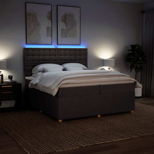 Κρεβάτι Boxspring με Στρώμα Σκούρο Καφέ 200x200 εκ. Υφασμάτινο - Pakobazaar