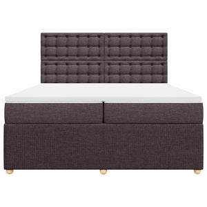 Κρεβάτι Boxspring με Στρώμα Σκούρο Καφέ 200x200 εκ. Υφασμάτινο - Pakobazaar
