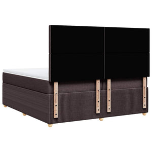Κρεβάτι Boxspring με Στρώμα Σκούρο Καφέ 200x200 εκ. Υφασμάτινο - Pakobazaar