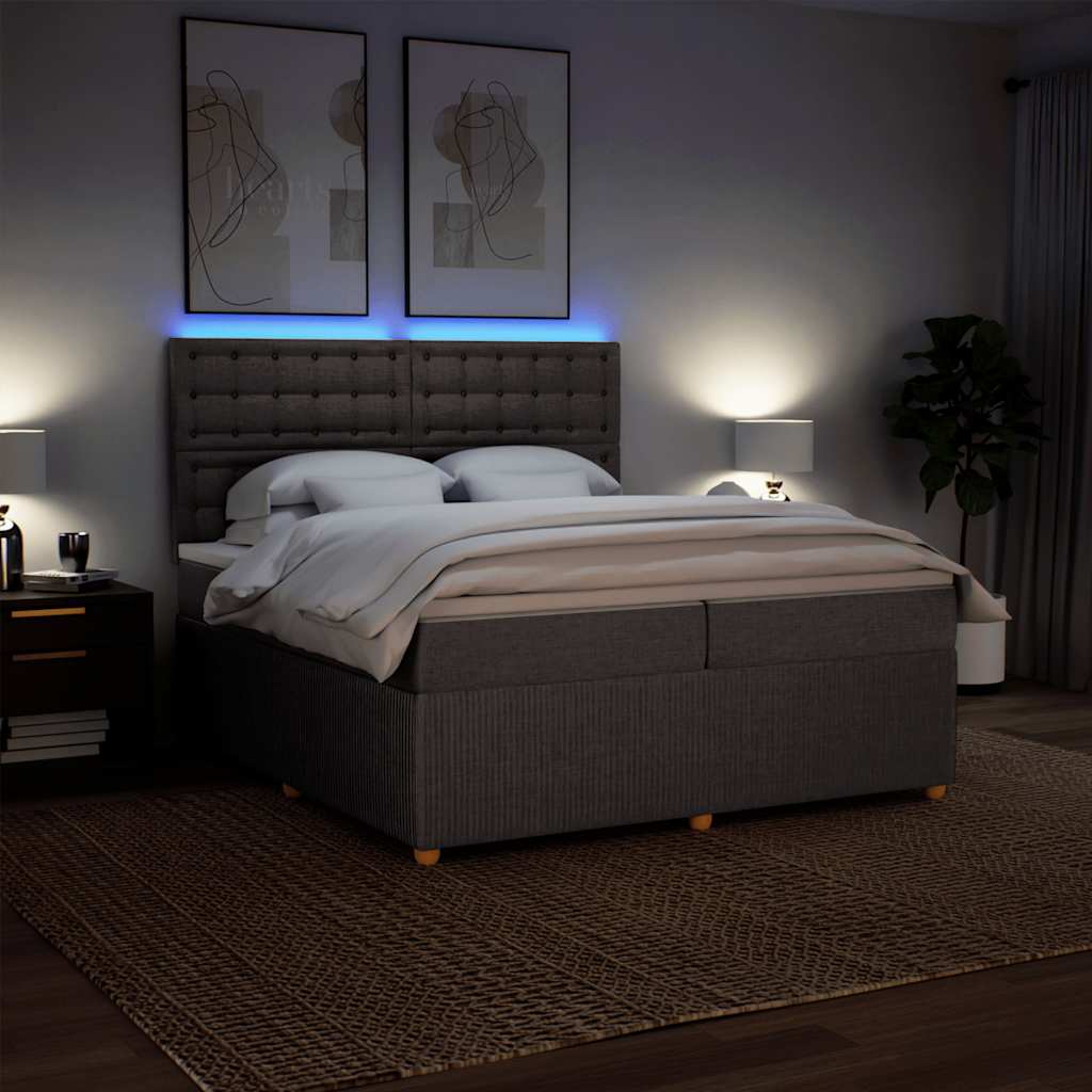 Κρεβάτι Boxspring με Στρώμα Taupe 200x200 εκ. Υφασμάτινο - Pakobazaar