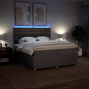 Κρεβάτι Boxspring με Στρώμα Taupe 200x200 εκ. Υφασμάτινο - Pakobazaar