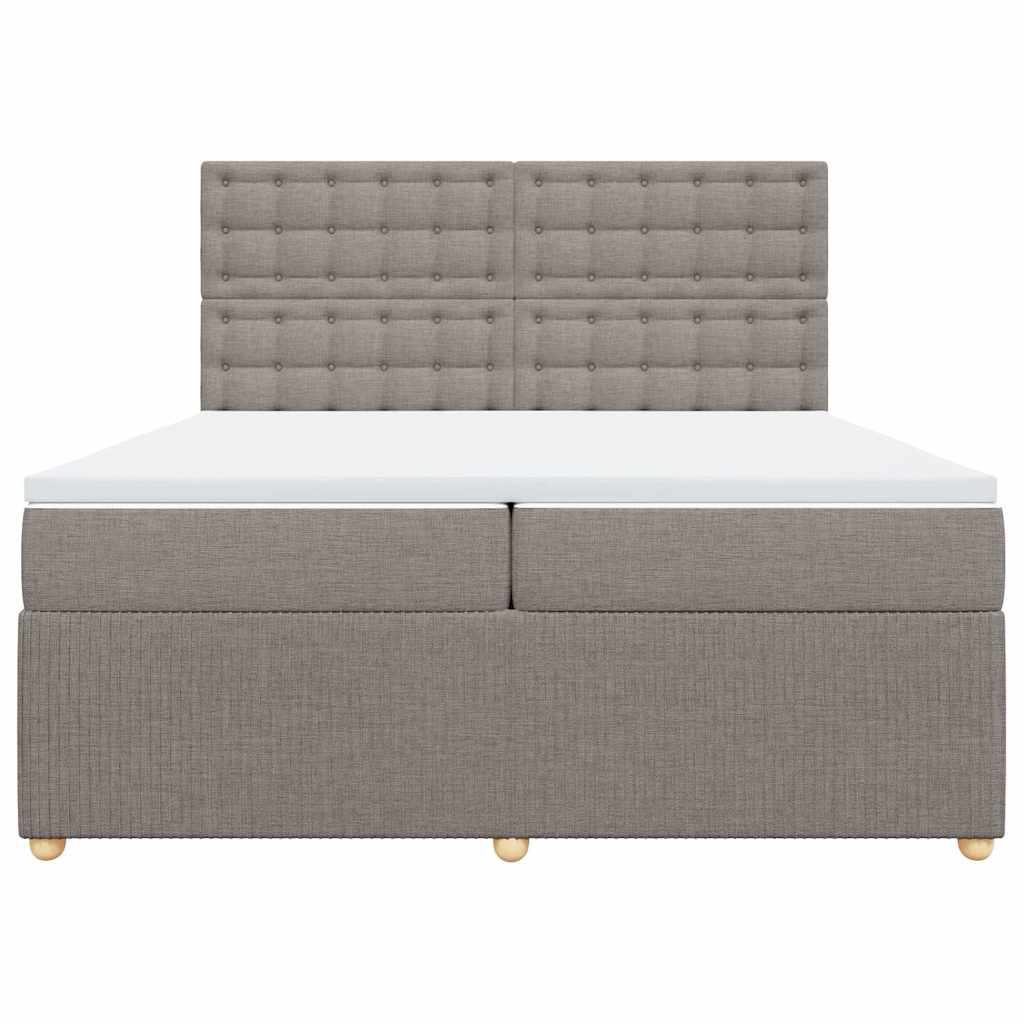Κρεβάτι Boxspring με Στρώμα Taupe 200x200 εκ. Υφασμάτινο - Pakobazaar