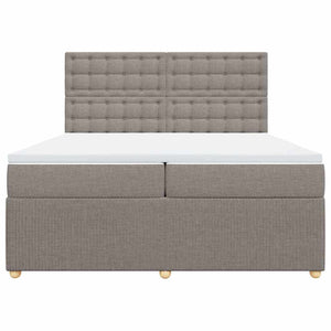 Κρεβάτι Boxspring με Στρώμα Taupe 200x200 εκ. Υφασμάτινο - Pakobazaar