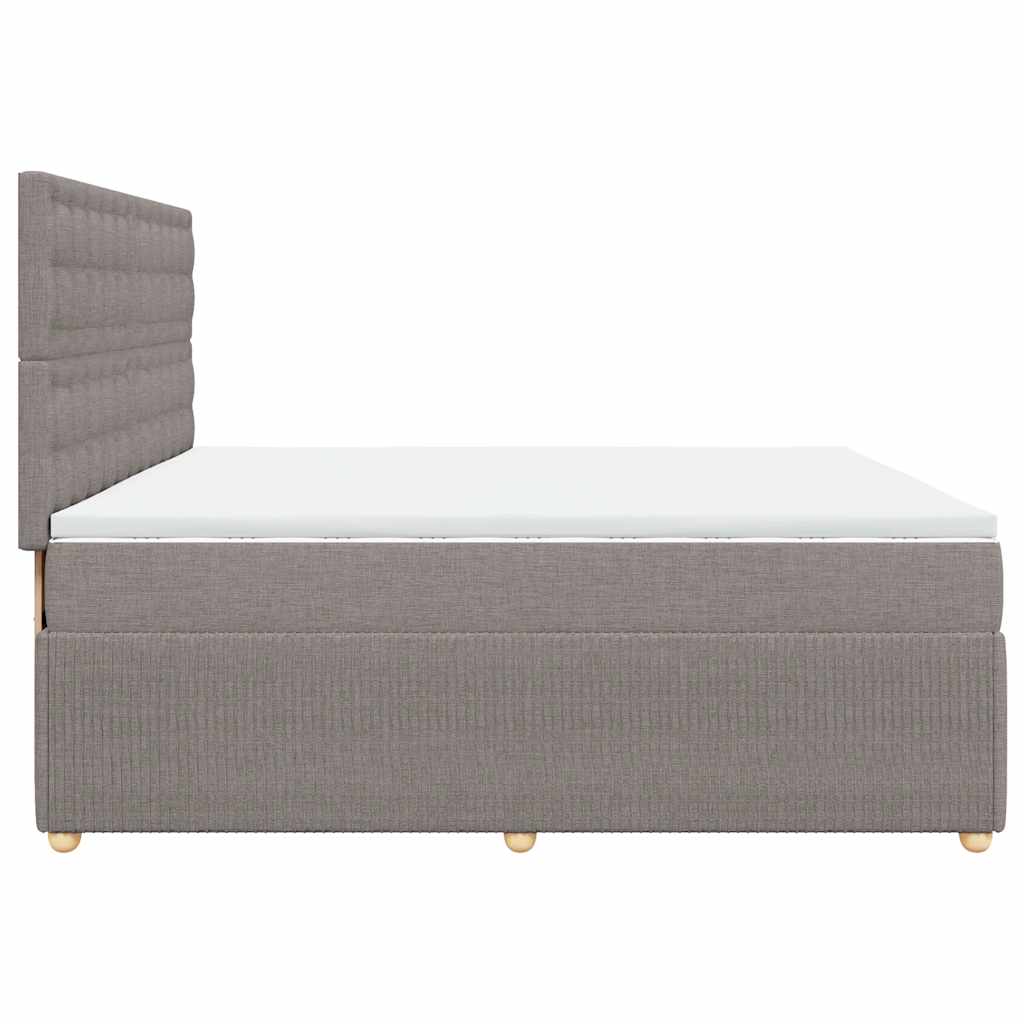 Κρεβάτι Boxspring με Στρώμα Taupe 200x200 εκ. Υφασμάτινο - Pakobazaar
