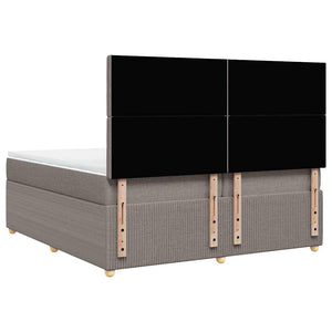 Κρεβάτι Boxspring με Στρώμα Taupe 200x200 εκ. Υφασμάτινο - Pakobazaar