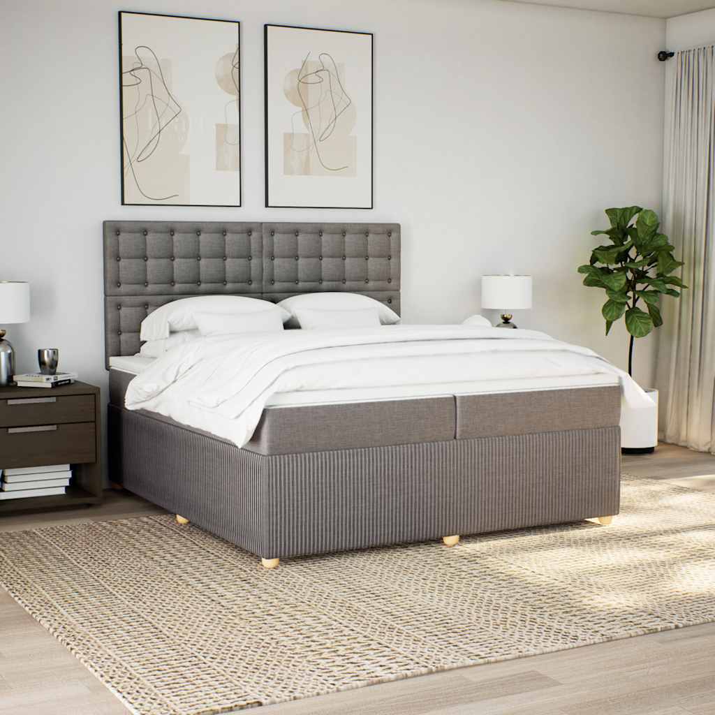 Κρεβάτι Boxspring με Στρώμα Taupe 200x200 εκ. Υφασμάτινο - Pakobazaar
