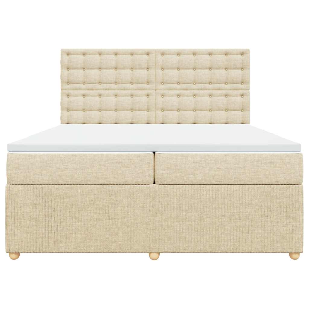 Κρεβάτι Boxspring με Στρώμα Κρεμ 200x200 εκ. Υφασμάτινο - Pakobazaar