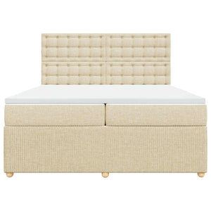 Κρεβάτι Boxspring με Στρώμα Κρεμ 200x200 εκ. Υφασμάτινο - Pakobazaar