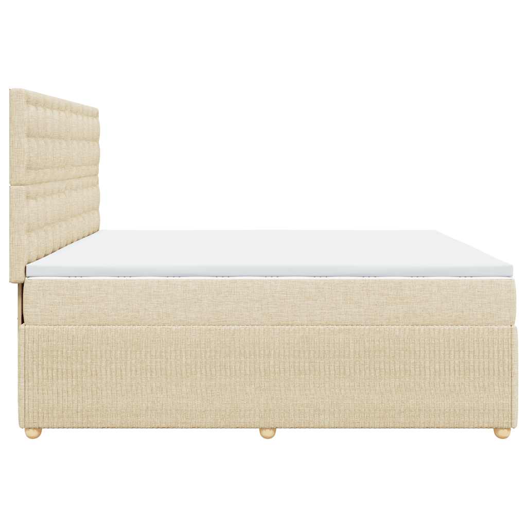 Κρεβάτι Boxspring με Στρώμα Κρεμ 200x200 εκ. Υφασμάτινο - Pakobazaar