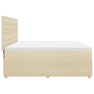 Κρεβάτι Boxspring με Στρώμα Κρεμ 200x200 εκ. Υφασμάτινο - Pakobazaar