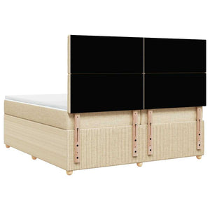 Κρεβάτι Boxspring με Στρώμα Κρεμ 200x200 εκ. Υφασμάτινο - Pakobazaar