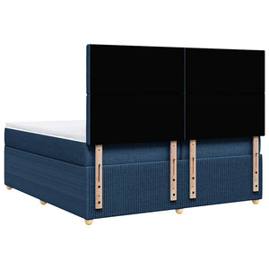 Κρεβάτι Boxspring με Στρώμα Μπλε 200x200 εκ. Υφασμάτινο
