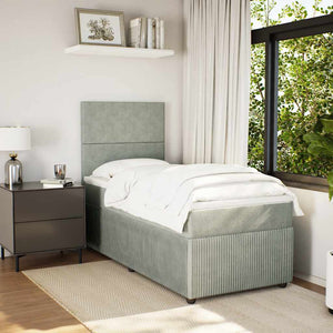Κρεβάτι Boxspring με Στρώμα Ανοιχτό Γκρι 80x200 εκ. Βελούδινο - Pakobazaar