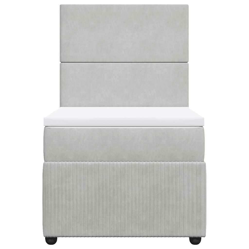 Κρεβάτι Boxspring με Στρώμα Ανοιχτό Γκρι 80x200 εκ. Βελούδινο - Pakobazaar