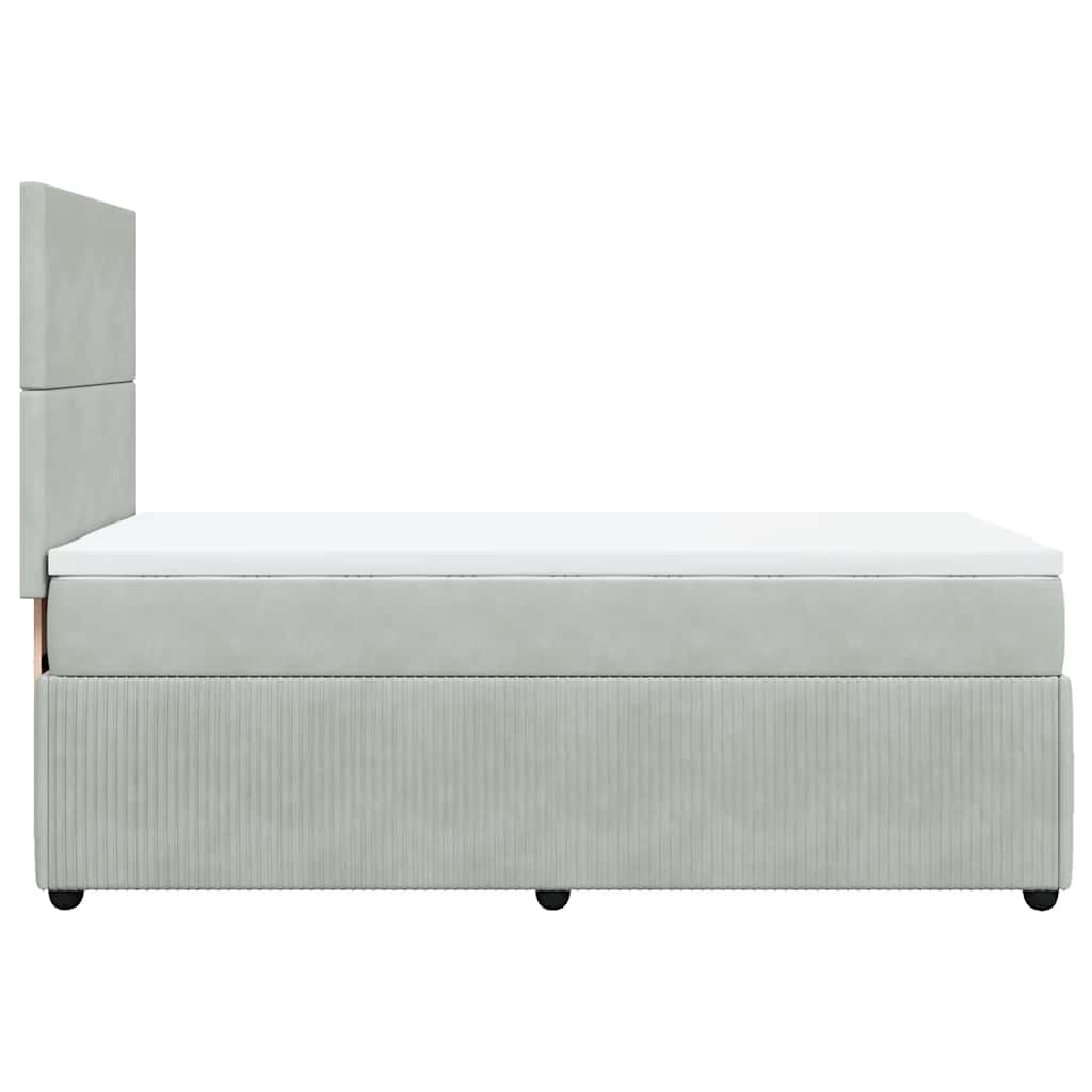 Κρεβάτι Boxspring με Στρώμα Ανοιχτό Γκρι 80x200 εκ. Βελούδινο - Pakobazaar