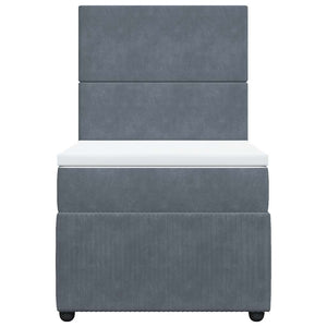 Κρεβάτι Boxspring με Στρώμα Σκούρο Γκρι 80x200 εκ. Βελούδινο - Pakobazaar