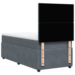 Κρεβάτι Boxspring με Στρώμα Σκούρο Γκρι 80x200 εκ. Βελούδινο - Pakobazaar