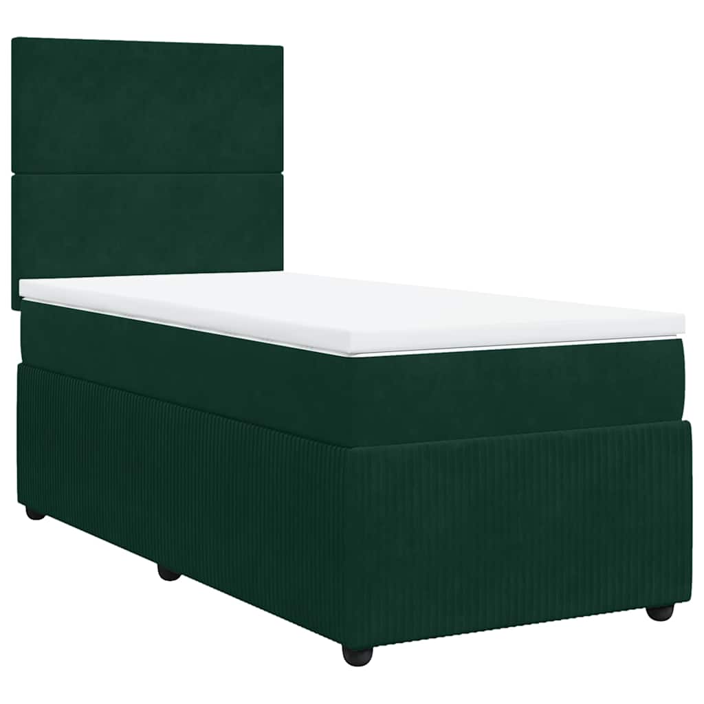 Κρεβάτι Boxspring με Στρώμα Σκούρο Πράσινο 80x200 εκ. Βελούδινο - Pakobazaar