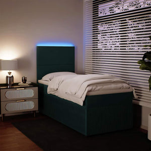 Κρεβάτι Boxspring με Στρώμα Σκούρο Πράσινο 80x200 εκ. Βελούδινο - Pakobazaar