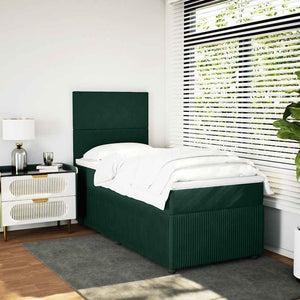 Κρεβάτι Boxspring με Στρώμα Σκούρο Πράσινο 80x200 εκ. Βελούδινο - Pakobazaar