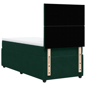 Κρεβάτι Boxspring με Στρώμα Σκούρο Πράσινο 80x200 εκ. Βελούδινο - Pakobazaar