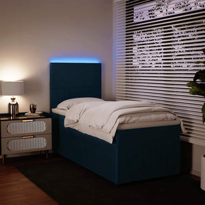 Κρεβάτι Boxspring με Στρώμα Μπλε 80 x 200 εκ. Βελούδινο - Pakobazaar