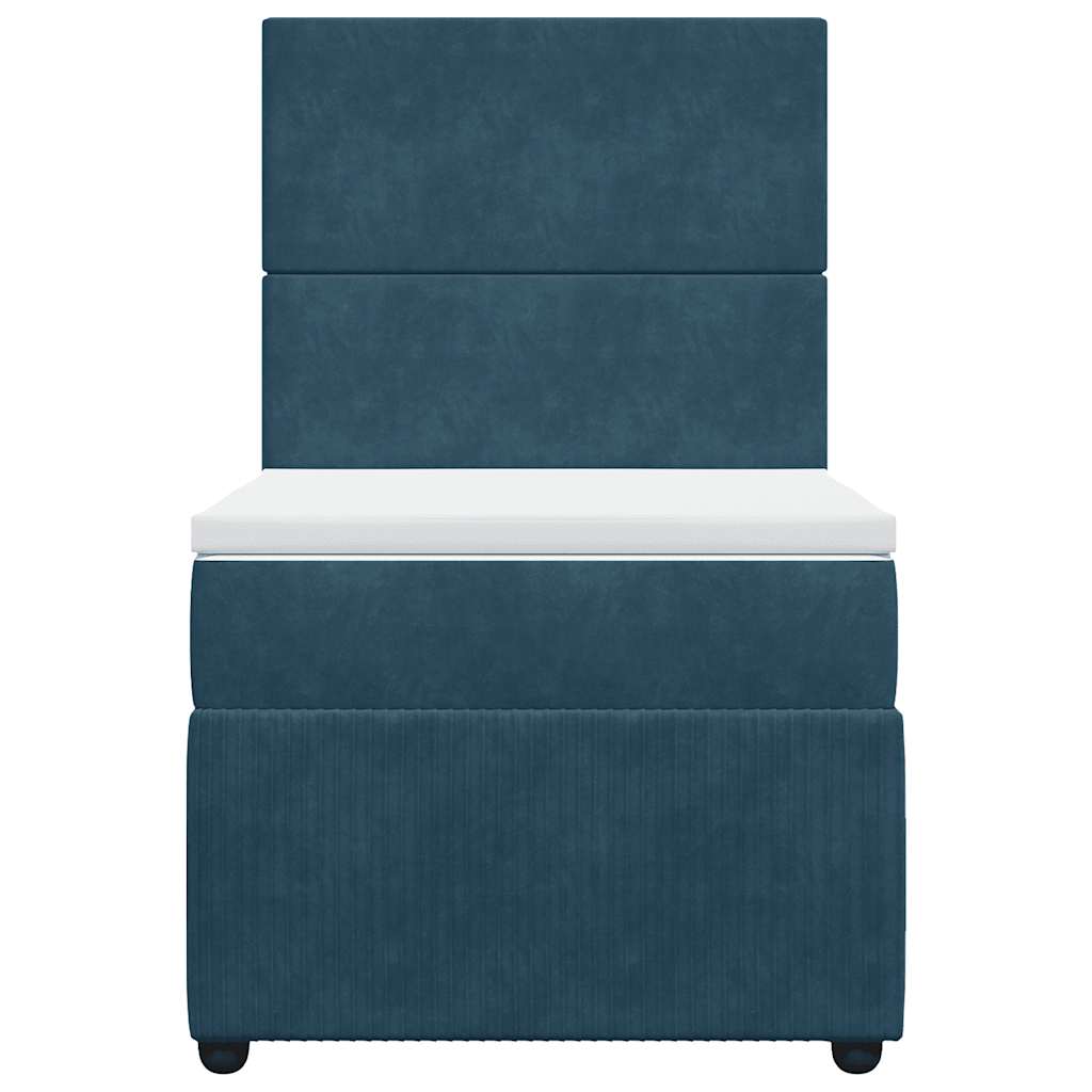 Κρεβάτι Boxspring με Στρώμα Μπλε 80 x 200 εκ. Βελούδινο - Pakobazaar