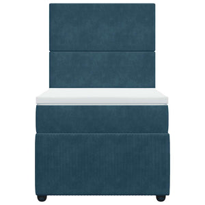 Κρεβάτι Boxspring με Στρώμα Μπλε 80 x 200 εκ. Βελούδινο - Pakobazaar