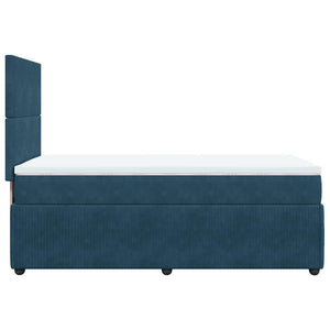 Κρεβάτι Boxspring με Στρώμα Μπλε 80 x 200 εκ. Βελούδινο - Pakobazaar