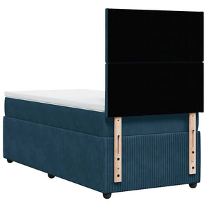 Κρεβάτι Boxspring με Στρώμα Μπλε 80 x 200 εκ. Βελούδινο - Pakobazaar
