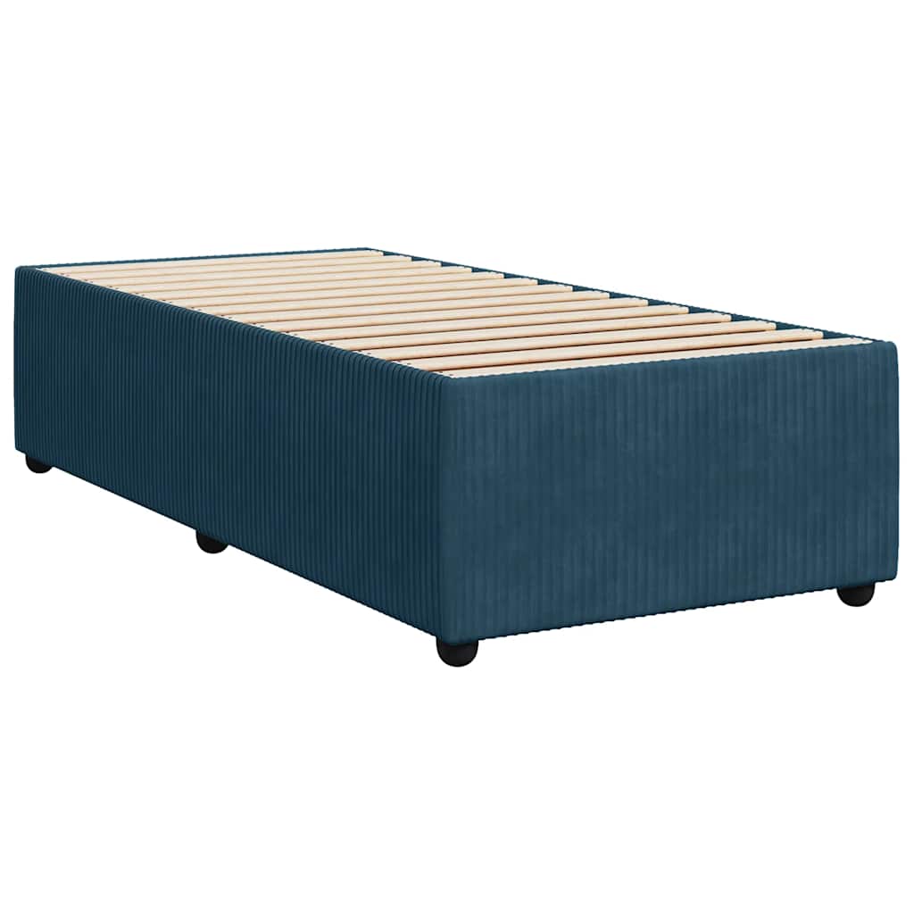 Κρεβάτι Boxspring με Στρώμα Μπλε 80 x 200 εκ. Βελούδινο - Pakobazaar