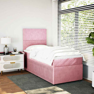 Κρεβάτι Boxspring με Στρώμα Ροζ 80 x 200 εκ. Βελούδινο
