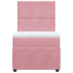 Κρεβάτι Boxspring με Στρώμα Ροζ 80 x 200 εκ. Βελούδινο