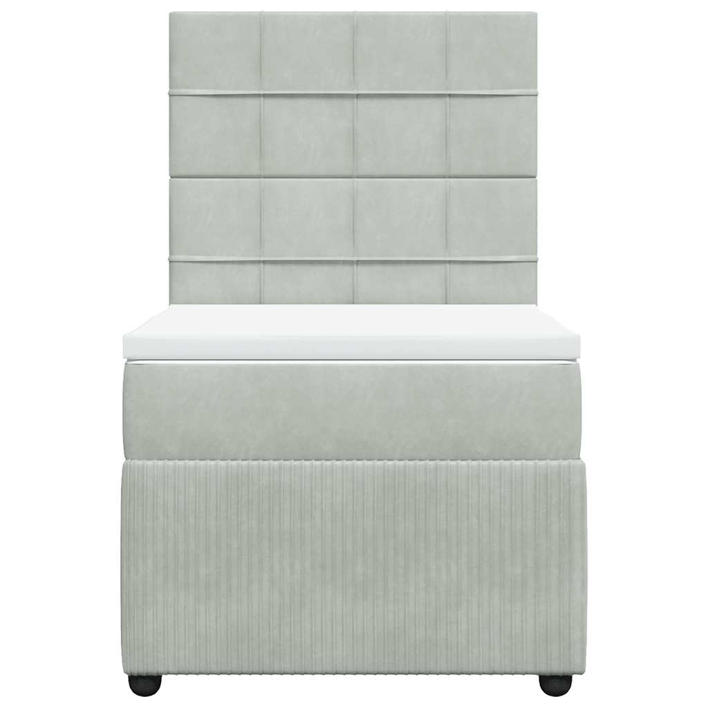 Κρεβάτι Boxspring με Στρώμα Ανοιχτό Γκρι 80x200 εκ. Βελούδινο - Pakobazaar
