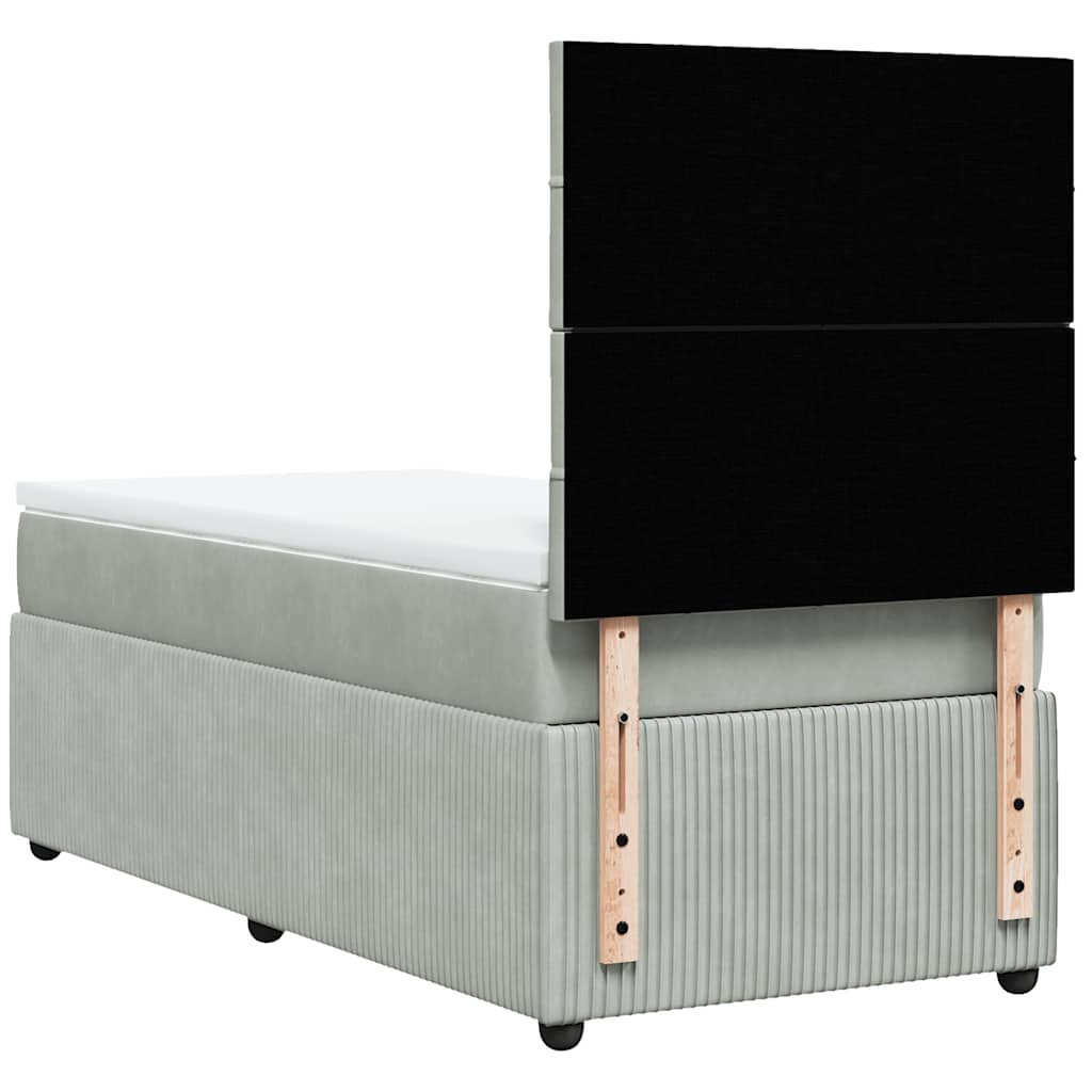 Κρεβάτι Boxspring με Στρώμα Ανοιχτό Γκρι 80x200 εκ. Βελούδινο - Pakobazaar