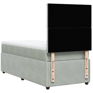 Κρεβάτι Boxspring με Στρώμα Ανοιχτό Γκρι 80x200 εκ. Βελούδινο - Pakobazaar