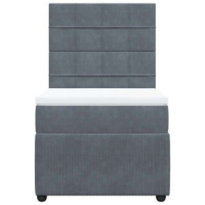 Κρεβάτι Boxspring με Στρώμα Σκούρο Γκρι 80x200 εκ. Βελούδινο - Pakobazaar