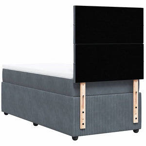Κρεβάτι Boxspring με Στρώμα Σκούρο Γκρι 80x200 εκ. Βελούδινο - Pakobazaar
